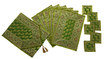 Handmade Brocade Silk Table Mats | Set of 13 Pieces | 1 Runner & 6 Mats & 6 Coasters | Olive Green