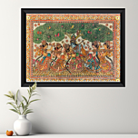 Shri Krishna Raasleela Painting with an LED Frame | 16x14 Inches