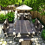 Cane & Bamboo 4-Seater Dining Table Set