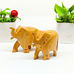Handcrafted Wooden Small Elephant Sculptures | Set of 2