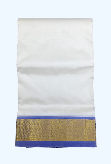 Cream Dhothi with Lavender border
