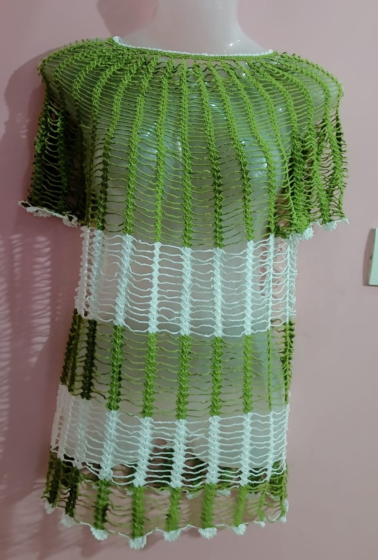 Crochet Top | Green & White