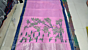 Handcrafted Ponduru Jamdani Cotton Khadi Saree with Indigo Blue Border| Pink 