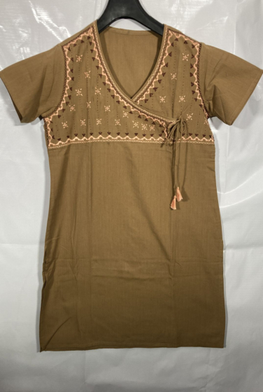 HAND EMBRIDERED BROWN KURTI FOR LADIES 