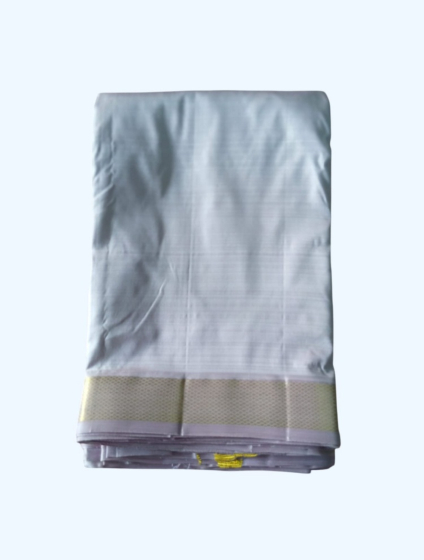 Lavender Colour with Golden Zari Wide Border | Dhothi and Angavastram Set 