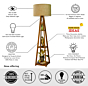 Antique Tripod Wooden LED Floor Lamp with Shelves | 45x45x150 Inches