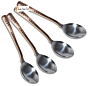 Prisha India Craft Hammered Design Steel Copper Spoon Inch Set of 4