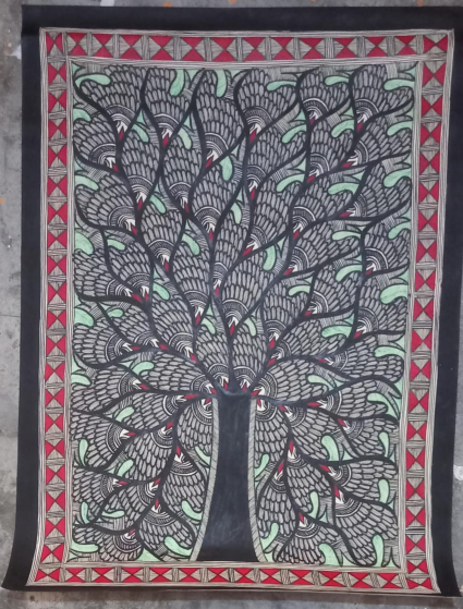 Handmade Madhuni Painting | Tree Motif |22 x 30 Inches
