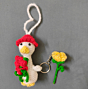 Handmade Crochet Duck Bag Charm with Free Rose Keychain 