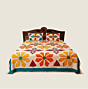 Floral Applique Work Double Bedsheet | Vibrant Decorative Bedding