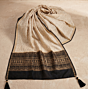 Regal Ivory & Gold Hand Blocked Chanderi Dupatta - Brick Red