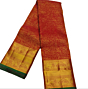 Luxury Bridal Handloom Silk Saree with Antique Zari Weaving Elegant Temple Border Silk Saree in Red and Gold