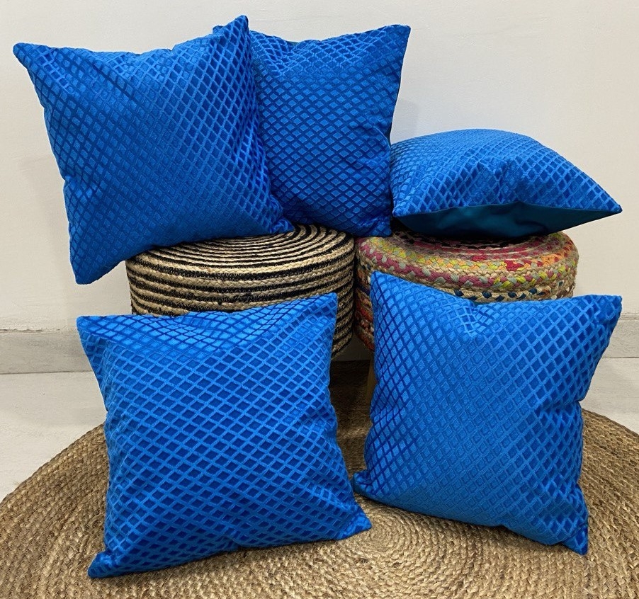 Buy Diamond Pattern Velvet Cushion Covers 16 x 16 Inches Set of