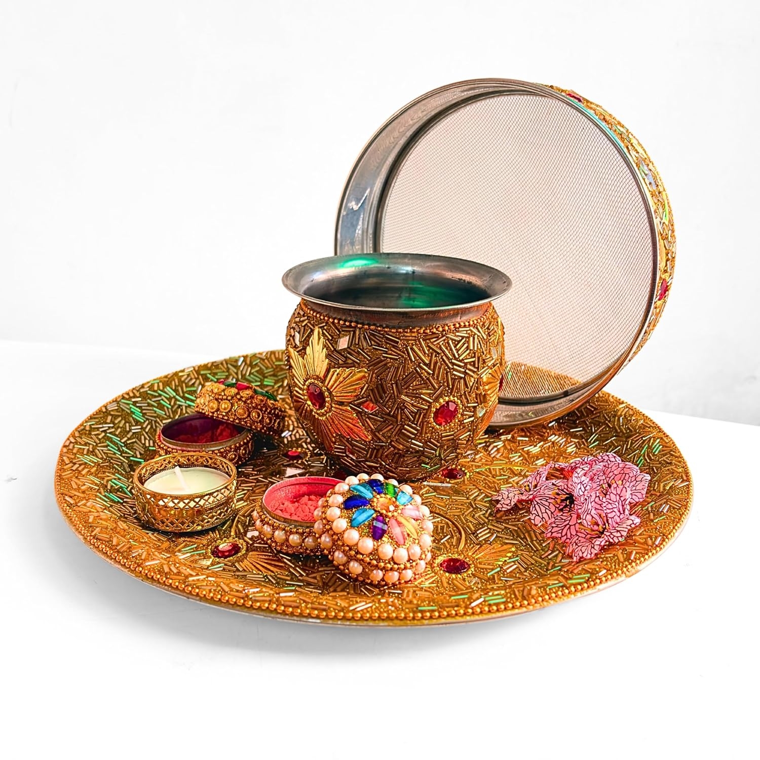 Buy Handcrafted Karwa Chauth Pooja Thali Set Online