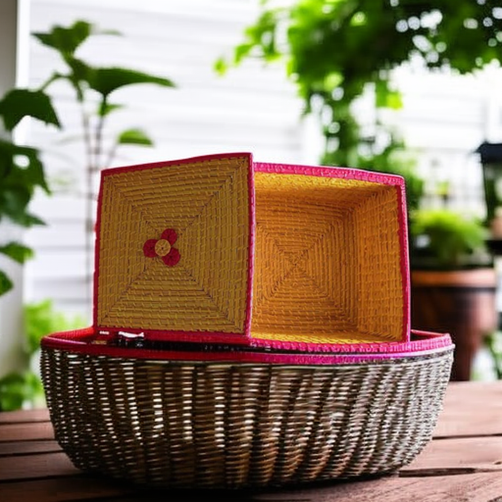 Red - Handmade Sikki Grass Multipurpose Utility Box