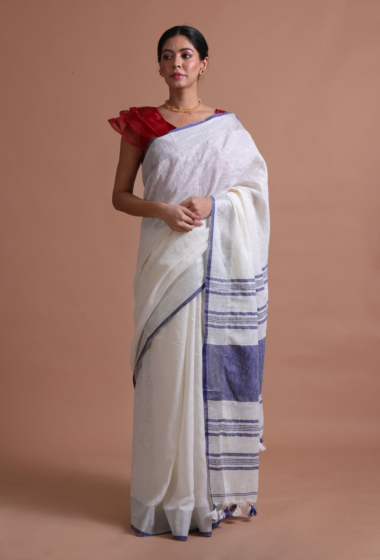 Cotton linen saree