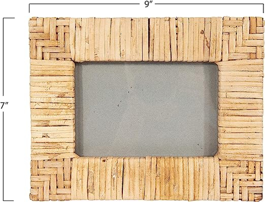 Dastkar Crafts Handwoven Rattan Photo Frame (Holds 4" x 6" Photo) Brown