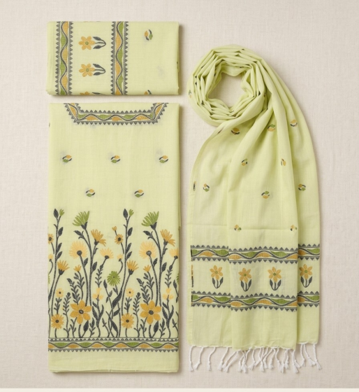 Handcrafted Cotton Suit Set| Yellow