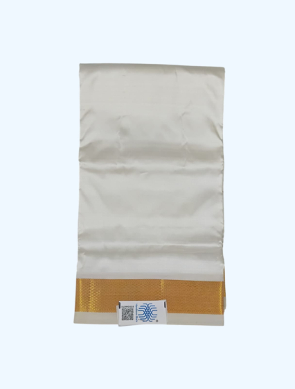 Cream Dhothi with Golden Zari border | 48 Kulikai