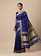 Maheshwari Saree Diamond Border Buti Saree | Royal Blue | 5.5 meters
