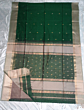 Maheshwari Saree green with golden zari border 6.25 mtrs Silk cotton