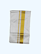 White Silk Dhoti with Golden Zari Border | 64 Kulikai