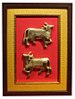 Brass Double Cow With Framed