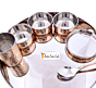   Prisha India Craft Steel Copper Dinner Thali Set Diameter 13 inch