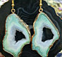 Agate Slice Gemstone Earing Set Sky Blue