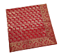 Brocade Silk Table Cloth Square 1 Meter x 1 Meter | Decorative Dining Table Mat with Golden Jacquard Weave | Elegant Home Decor for Festive & Special Occasions - Red