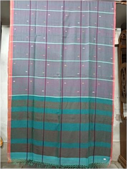 100% COTTON BOX CHECK WITH SMALL JAMDANI BUTI SAR
