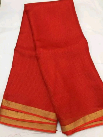 Red Bhagalpuri Kota Doria Saree with Blouse