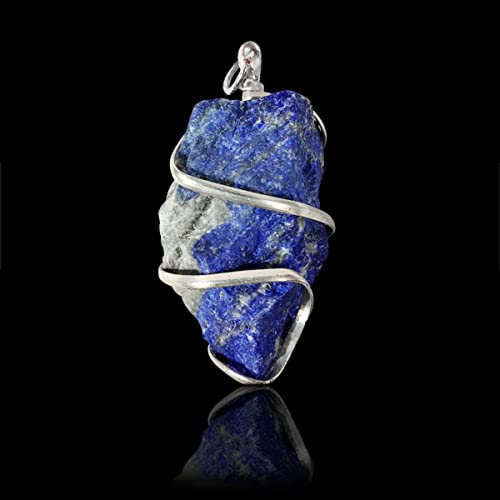 Natural Wire Wrapped Lapis Lazuli Crystal Pendant 