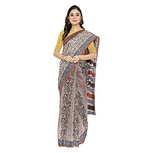 Tasar Dobby Silk Printed Saree | Multicolour