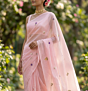 Rose Pink Mulmul Cotton Saree with Multi-Color Floral Embroidery - Elegant Soft Summer Wear