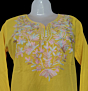Women Embroidered Pure Cotton yellow short kurti