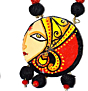 Maa Durga hand painted fabric necklace set