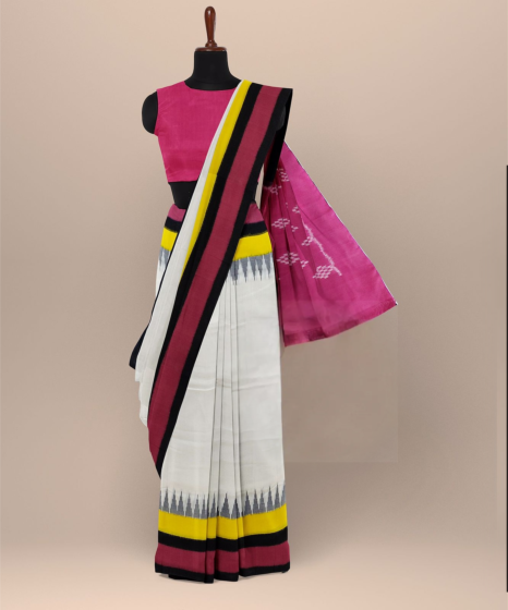 Handloom Cotton 2/100 Single Ikkat Saree