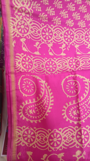 Pink Cotton Silk Printed Saree