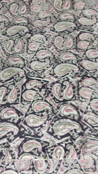 Kalamkari Hand Block Print Cotton Cambric Fabric - Multicolor - 1 Meter(KBPF182)