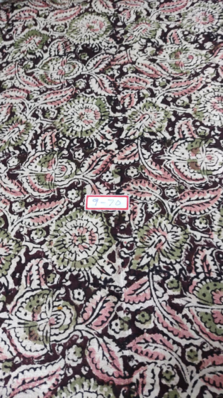 Kalamkari Hand Block Print Cotton Cambric Fabric - Multicolor - 1 Meter(KBPF205)