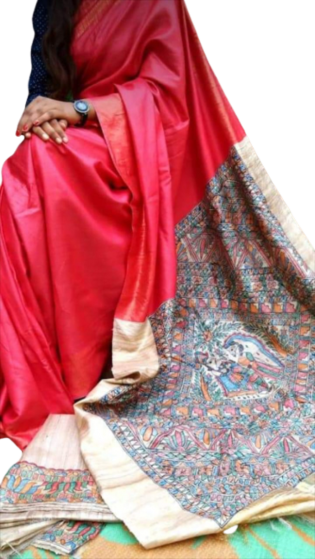Handwoven Bhagalpuri Tussar Silk Saree | Pure Desi Tussar Silk Saree