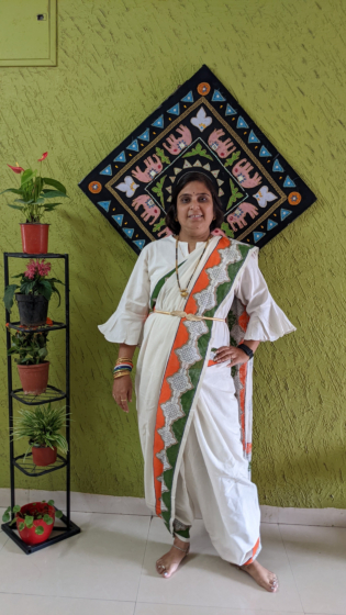 Patriotic Saree with Indian Tri-Colour Border | Dhoti Pattern