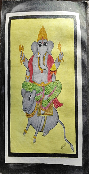 Handcrafted Ganesha Gond Art Painting | size 20*16 inch
