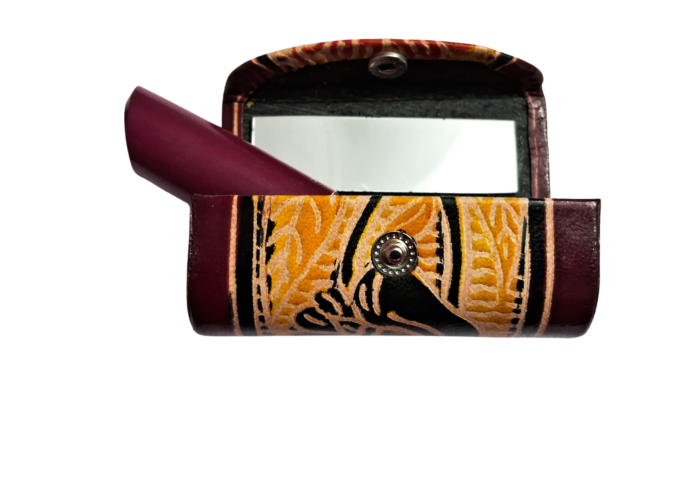 Handcrafted Leather Lipstick Case with Mirror