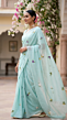 Aqua Blue Mulmul Cotton Saree with Multi-Color Floral Embroidery - Premium Soft Ethnic Wear
