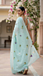 Aqua Blue Mulmul Cotton Saree with Multi-Color Floral Embroidery - Premium Soft Ethnic Wear