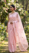 Rose Pink Mulmul Cotton Saree with Multi-Color Floral Embroidery - Elegant Soft Summer Wear