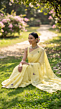 Lemon Yellow Mulmul Cotton Saree with Multi-Color Floral Embroidery - Soft Summer Elegance