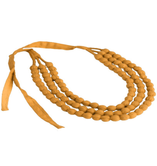 Handcrafted Large Multi Layer Fabric Necklace | Yellow
